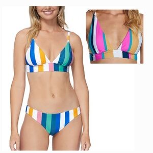 RAISINS Curve Juniors Belle Mar Striped Bikini Size Medium